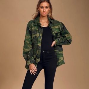 Free People Seize The Day Camo Jacket size L green